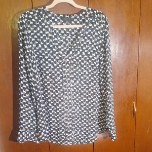 Banana Republic Black and White Patterned Blouse